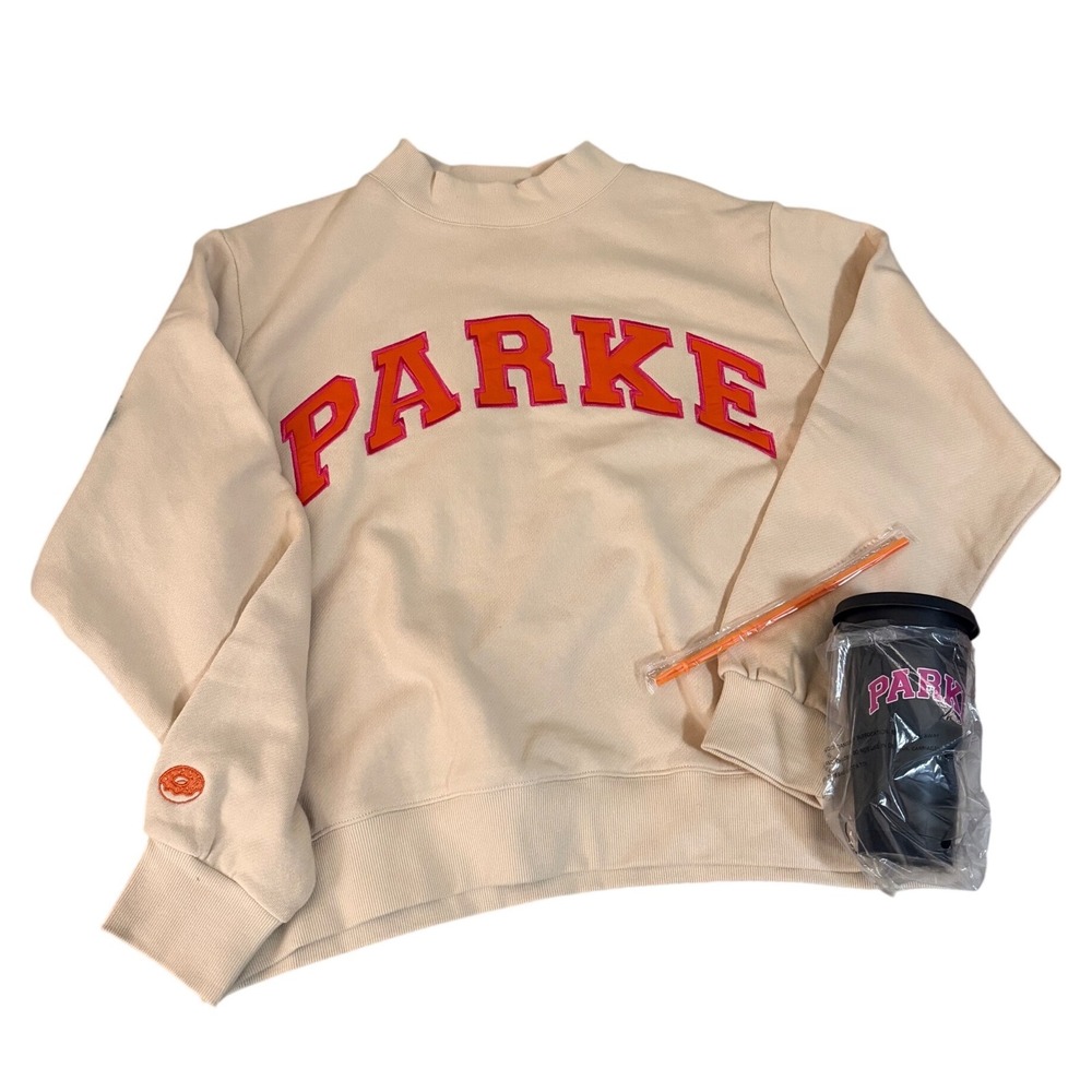PARKE x Dunkin Varsity Mockneck Sweatshirt Dunkin in Latte - L/XL